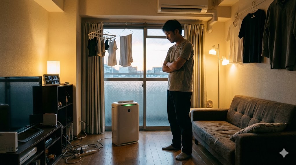 除湿空気清浄機の24時間稼働、気持ちが重くなる場面
