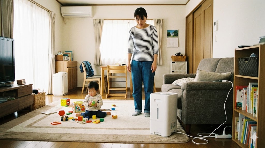 子どもが触りそうで心配なとき、加湿空気清浄機の置き方の目安